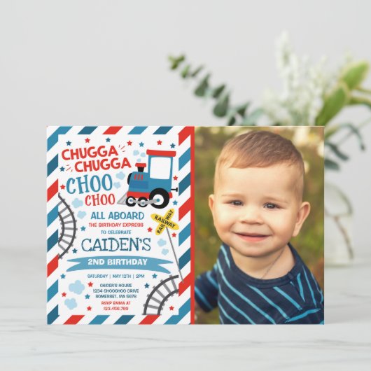Train Birthday Invitation Chugga Chugga Choo Choo (Debout devant)