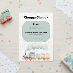 Train Birthday Invitation Cute 1st Birthday Feestdagenkaart