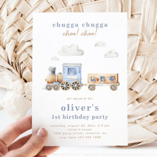 Train Birthday Invitation Digitaal of gedrukt Kaart