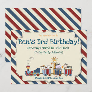 Train Birthday Invitation Kaart