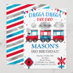 Train Birthday Invitation, Train Invite Kaart