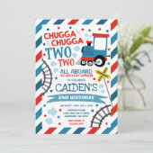 Train Birthday Invite Chugga Chugga Twee Train Kaart (Staand voorkant)