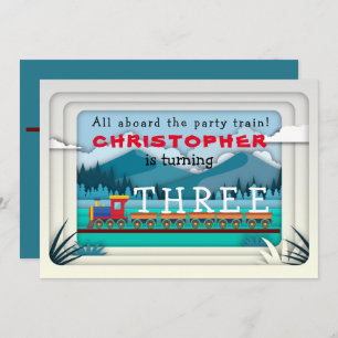 Train Birthday Party Invitation Ajouter le nom Age
