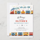 Train Birthday Party Invitation Kaart (Voorkant)