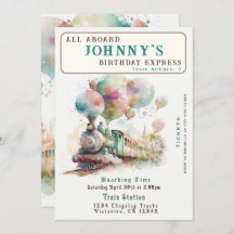 Train Birthday Party Invitation