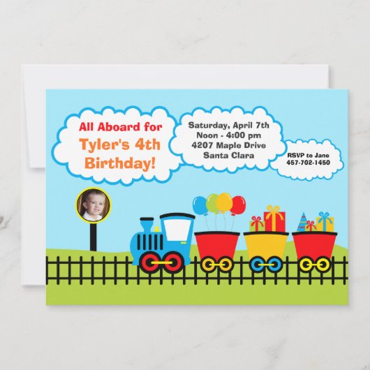 Train Birthday Party Invitation Kaart (Voorkant)