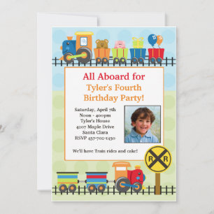 Train Birthday Party Invitation Kaart