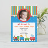 Train Birthday Party Invitation Kaart (Staand voorkant)