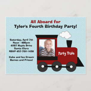 Train Birthday Party Invitation Kaart
