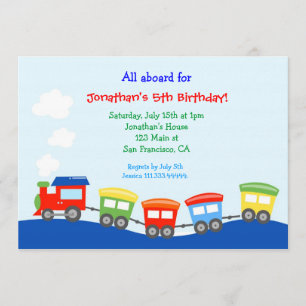 Train Birthday party Invitation Kaart