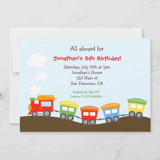 Train Birthday party Invitation Kaart (Voorkant)