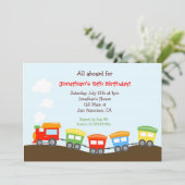 Train Birthday party Invitation Kaart (Staand voorkant)