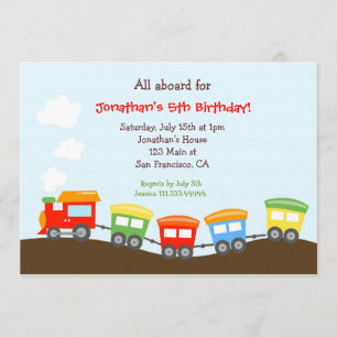 Train Birthday party Invitation Kaart