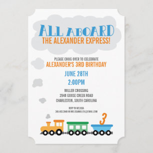 Train Birthday Party Kaart