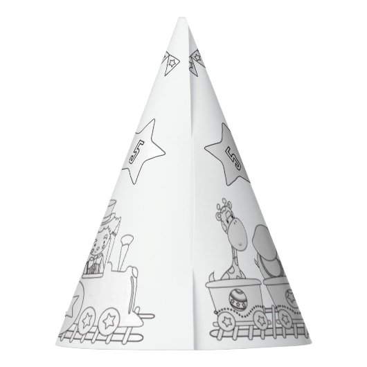 Train Birthday Party - Kleur uw eigen Pet Feesthoedjes (Achterkant)