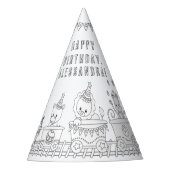 Train Birthday Party - Kleur uw eigen Pet Feesthoedjes (Voorkant)