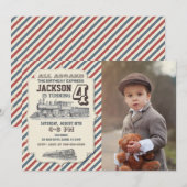 Train Birthday Photo Invitation (Devant / Derrière)