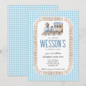 Train Birthday, Tous à bord Birthday Invitation (Devant / Derrière)