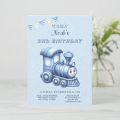 Train bleu Invitation fête d'anniversaire (Debout devant)
