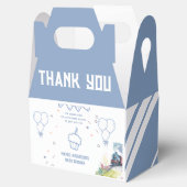 Train Blue Balloons Boy Whimsical Baby shower Bedankdoosjes (Geopend)