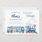 Train Blue Chuga Chuga Choo Choo Moderne verjaarda Kaart (Voorkant)