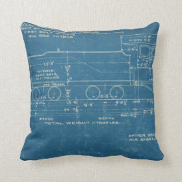 Train Blueprint Pillow Kussen