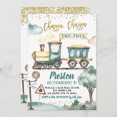 Train Boy Second Birthday Invitation Kaart (Voorkant / Achterkant)