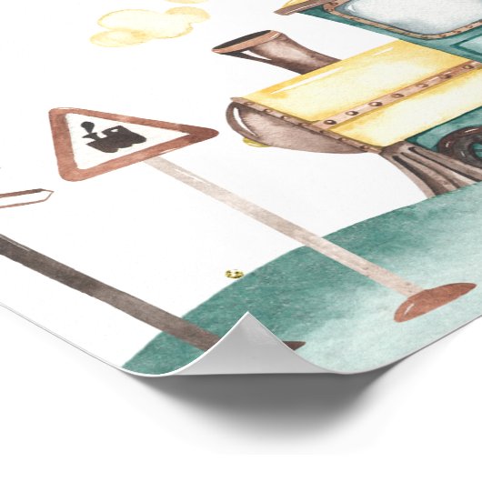 Train Boy Verjaardag Bagage drop-off teken Poster (Hoek)