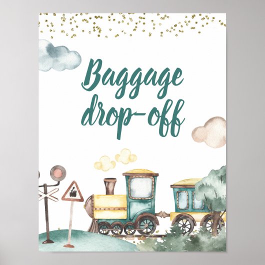 Train Boy Verjaardag Bagage drop-off teken Poster (Voorkant)