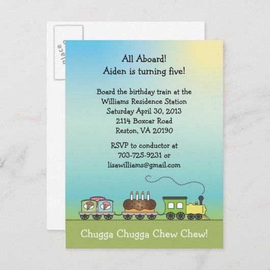 Train Cake & Ice Cream -Invitation de carte postal (Devant / Derrière)