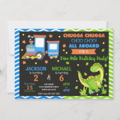 Train Choo Choo & Dinosaure Invitation Anniversair (Devant)