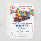 Train Choo Choo Invitation d'anniversaire (Devant)