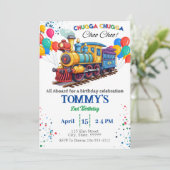 Train Choo Choo Invitation d'anniversaire (Debout devant)
