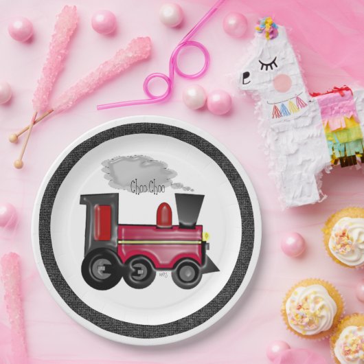 Train Choo Choo Papieren Bordje (Feest)