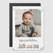 Train Chugga Two Photo Birthday Greeting Magnetische Uitnodiging (Voorkant / Achterkant)