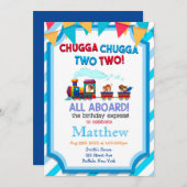 Train coloré 2e anniversaire fêtes Invitations (Devant / Derrière)