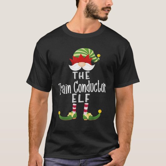 Train Conductor Elf Group Kerstmis Funny Pajama P T-shirt (Voorkant)