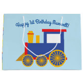 Train Cute Choo-Choo 1st Birthday Party Thema Groot Cadeauzakje (Voorkant)