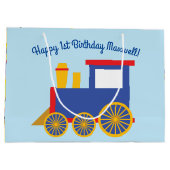 Train Cute Choo-Choo 1st Birthday Party Thema Groot Cadeauzakje (Achterkant)
