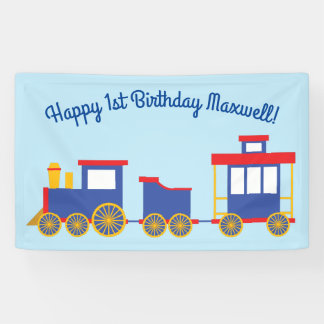 Train Cute Choo-Choo 1st Birthday Party Thema Spandoek