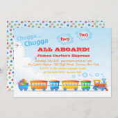 Train d'anniversaire invitation de deux ans (Devant / Derrière)