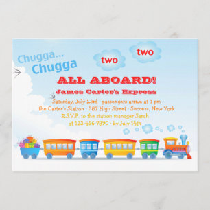 Train d'anniversaire invitation de deux ans