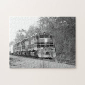 Train d'automne en B&W pittoresque Puzzle familial (Horizontal)