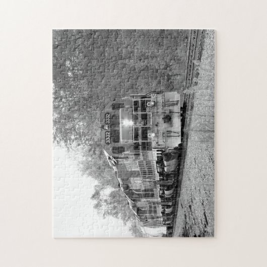 Train d'automne en B&W pittoresque Puzzle familial (Vertical)