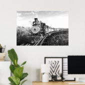 train de canne à sucre_Hawaii affiche noire et bla (Bureau à domicile)