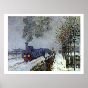 Train de Monet en affiche de neige