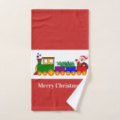 Train de Noël / Serviette à main rouge (Serviette à main)