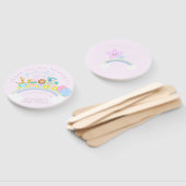 Train dieren roze handwaaier (Niet-gemonteerd)