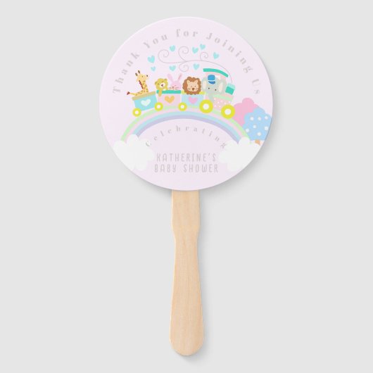 Train dieren roze handwaaier (Voorkant)