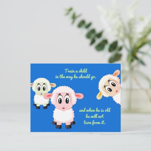 Train een kind Lammetjes Kinderopvang Schrift Briefkaart (Staand voorkant)